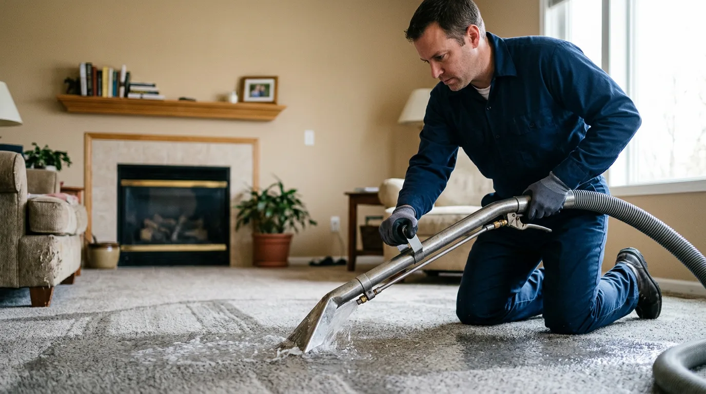 Water damage restoration technician working near Iraan, TX